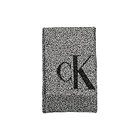 Calvin Klein Men's Tweed Plaited Oversize Monogram Scarf, Egret Black, One Size