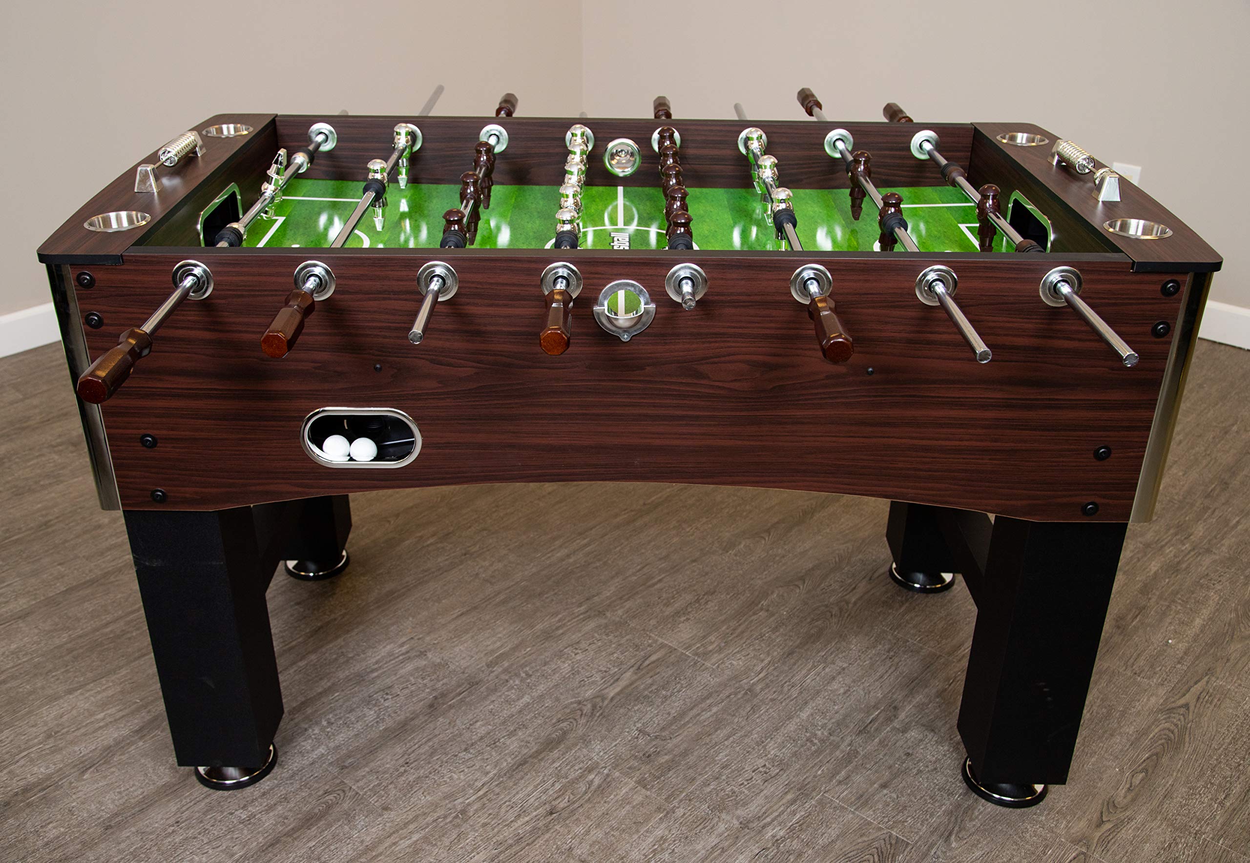 Hathaway 56-Inch Primo Foosball Table, Family Soccer Game with Wood Grain Finish, Analog Scoring and Free Accessories