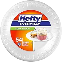 Hefty Everyday Foam Snack Plates, 7 Inch Round, 54 Count (Pack of 8), 432 Total