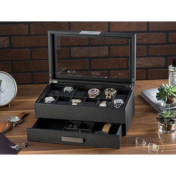 Mua Glenor Co Watch Box with Valet Drawer for Men - 12 Slot Luxury