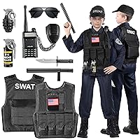 SWAT Police Officer Costume for Kids, Police Costume for kids, with SWAT Costume, SWAT Vest, Halloween Costume for Boys, Role Play Kit for Boys Girls