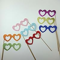 8 Pc Photo Booth Party Props Heart Glasses on a Stick Valentine Heart Glasses