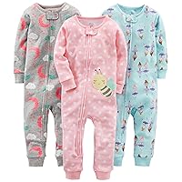 Simple Joys by Carter's Toddlers and Baby Girls' Snug-Fit Footless Cotton Pajamas, Pack of 3