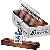 ZOBER Anti-Slip Wooden Hangers, Cherry Wood, 20 Pieces, Space-Saving, Rotatable 360 Hook, Durable, Sturdy, Practical