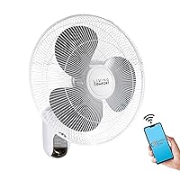Comfort Zone Living Comfort Smart WiFi Wall Mount Fan with Timer and Adjustable Tilt, 16 inch, 3 Speed, Compatible with iOS/Android/Alexa/Google Assistant, Ideal for Home, Bedroom & Office, LC16WS