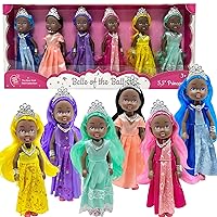 Little Dolls Set with Mini Princess Dolls for Girls – Princess Toy Dolls for Dollhouse –Small Doll Mini Princess Figures with Tiaras, Hair, Accessories –Tiny 5.5” Miniature Mini Dolls Set of 6