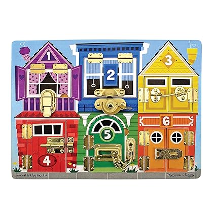 Melissa & Doug Wooden Latches Board - Sensory Activity Toy For Kids, Doors And Locks, Busy Board, Toddler Toys For Ages 3+