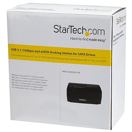 StarTech.com Single Bay USB 3.1 / eSATA to SATA Hard Drive Docking Station, USB 3.1 (10 Gbps) Hard Drive Dock, External 2.5/3.5
