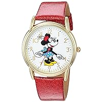 Disney Minnie Mouse Adult Classic Cardiff Articulating Hands Analog Quartz Leather Strap Watch