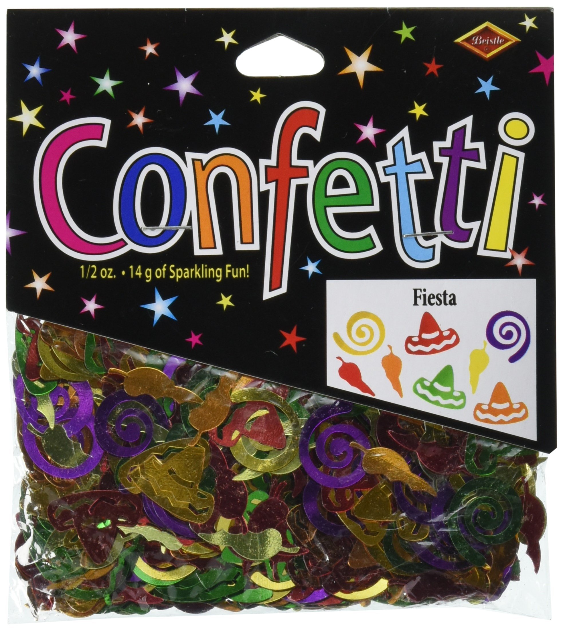 Beistle Fiesta Mexico Themed Cutout Plastic Confetti, 1 Pack, Multicolored