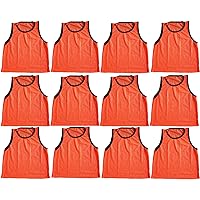 BlueDot Trading Youth Nylon Mesh Scrimmage Training Pinnie Vest for team practice for all kinds of sports soccer, football, basketball, Lacrosse, Orange, 12 Pack