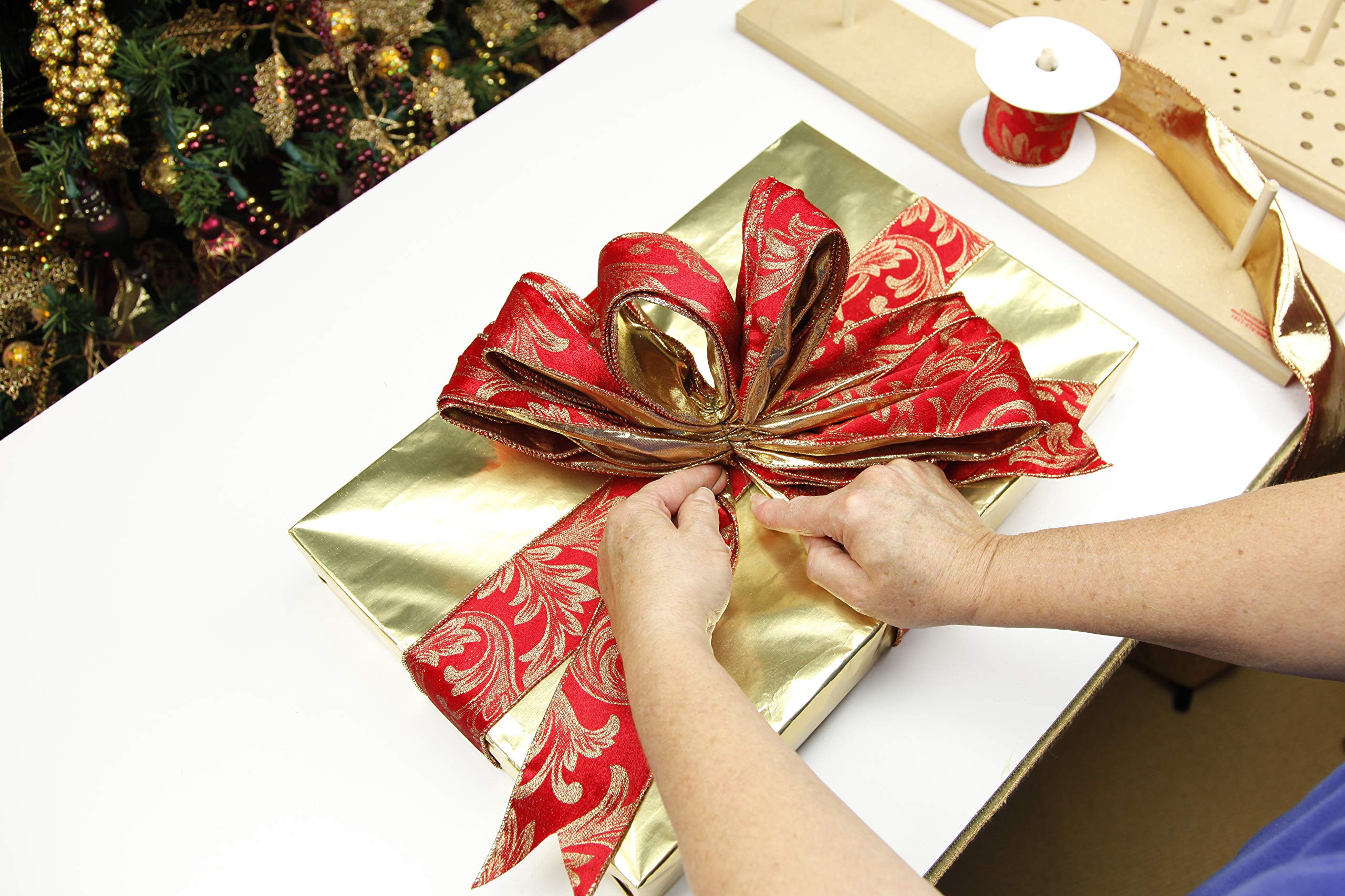 Pro Bow - The Hand Bow Maker (Large), Patented - Make Custom 3 Ribbon Bows for Holiday Wreaths and More