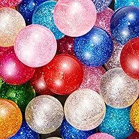 Shappy 60 Pcs Bouncy Balls 45 mm Glitter Bounce Ball Bulk with Storage Bag Large Bouncy Balls for Kids Goodie Bag Fillers Birthday Party Favors, Assorted Colors