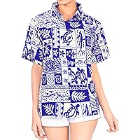 LA LEELA Hawaiian Shirts Womens Beach Short Sleeve Blouse Shirt Button Down Vacation Dress Summer Blouses for Women