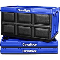 CleverMade Collapsible Storage Bin, Royal Blue, 3PK - 32L (8 Gal) Stackable Storage Containers, Holds 66lbs Per Bin - Plastic Storage Bins for Organizing, Closet Storage, Garage Storage