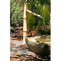 Bamboo Accents 36” Tall Outdoor Water Fountain with Pump, Easy Install in Pond or Garden, Handmade Smooth Natural Split-Resistant Bamboo