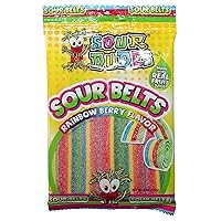 Sour Dudes (1) Bag Sour Belts - Rainbow Berry Flavor - Made With Real Fruit Juice Sour & Sweet Candy - 4.5 oz