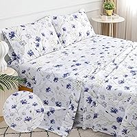 Sleepdown 100% Cotton Sheets for Twin XL Size Bed, Percale Weave Twin XL Sheet Sets - Soft, Durable, Cool & Crisp 3 Piece Twin XL Sheets, 16 Inches Deep Pocket XL Twin Sheets, (Floral Sheets, Twin XL)