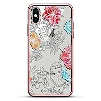 BIRDS & FLOWERS SKETCH | Luxendary Chrome Series designer case for iPhone X in Rose Gold trim