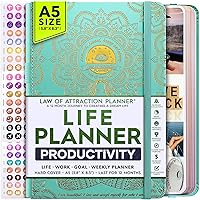 Life Planner - Undated Deluxe Weekly, Monthly Planner, a 12 Month Journey to Increase Productivity & Happiness, Life Organizer, Gratitude Journal, Law of Attraction Planner