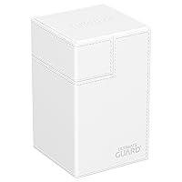 Ultimate Guard Flip 'n' Tray 100+, Deck Case for 100 Double-Sleeved TCG Cards + Dice Tray, White, Independent Magnetic Closure & Microfiber Lining