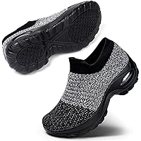 STQ Slip On Breathe Mesh Walking Shoes Women Fashion Sneakers Comfort Wedge Platform Loafers