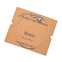 JoycuFF 𝐌𝐨𝐫𝐬𝐞 𝐂𝐨𝐝𝐞 𝐁𝐫𝐚𝐜𝐞𝐥𝐞𝐭𝐬 𝐟𝐨𝐫 𝐖𝐨𝐦𝐞𝐧 Funny Gifts for Her Mom Daughter Sister Best Friend Inspirational Jewelry Silk Beaded Wrap Adjustable Bracelet