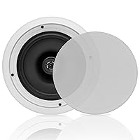 Pyle 8'' 2-Way Midbass Woofer Speakers-Pair In-Wall/In-Ceiling Woofer Speaker System 1'' High-Temperature Voice Coil Flush Mount Design w/50Hz-20kHz Frequency Response 250 Watts Peak-Pyle PDIC81RD