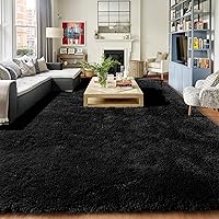 PAGISOFE Fluffy Shaggy Area Rug 6x9, Plush Soft Shag Carpet for Nursery,Living Room Bedroom ,Girls Boys Kids Room, Extra Large Fuzzy Furry Rug , Black