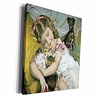 3dRose Scotts Emulsion Cute Little Girl with Kittens and a... - Museum Grade Canvas Wrap (cw_169868_1)