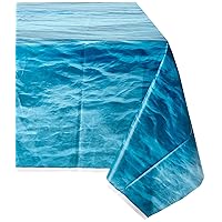 Ocean Waves Rectangular Plastic Table Cover (137cm x 274cm) 1 Piece - Ideal for Parties and Events