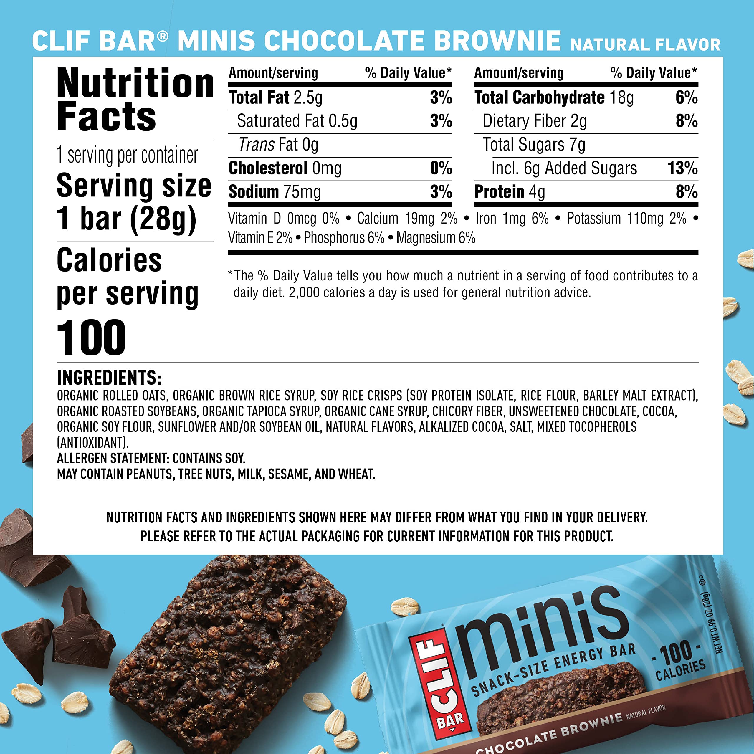 CLIF BARS - Chocolate Brownie - 10 Full Size and 10 Mini Energy Bars - Made with Organic Oats - Plant Based Food - Vegetarian - Kosher (2.4oz and 0.99oz Protein Bars, 20 Count) Amazon Exclusive