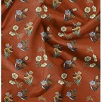 Soimoi Cotton Cambric Orange Fabric by The Yard - 42 Inch Wide - Florals, Leaves Print Fabric - Elegant & Beautiful Patterns for Fashion and Home Decor Printed Fabric