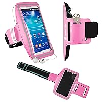 for BLU Studio, Pure, Energy, R1, Neo, Dash, Grand, Advance, Vivo, Life, Premium Water Resistant Sports Armband (Pink) with Key Holder (10 18 inch Strap)