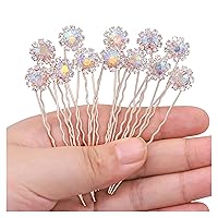 Ammei Crystal Bridal Hair Pins Clips Wedding Hair Accessories Hair Set Jewelry With Rhinestone For Brides and Bridesmaids Set Of 12 (AB Rose Gold)