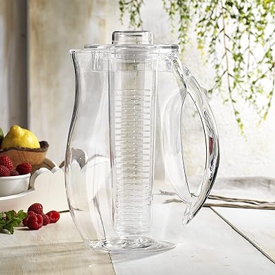 Water Infuser Pitcher - Fruit Infuser Water Pitcher by Home Essentials & Beyond - Shatterproof Acrylic Pitcher - Elegant Durable Design - Ideal for