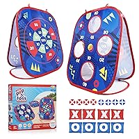 Pop n Toss Bean Bag Toss Game for Kids - 3in1 Kid Bean Bag Toss Cornhole Game Set, Sticky Ball Toss, Tic Tac Toe, Toddler Outdoor Backyard Toys Indoor Outside Toy for Boys or Girls