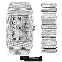 ICE STAR Men's 40mm Fully Iced Out Watch, Rectangle Case