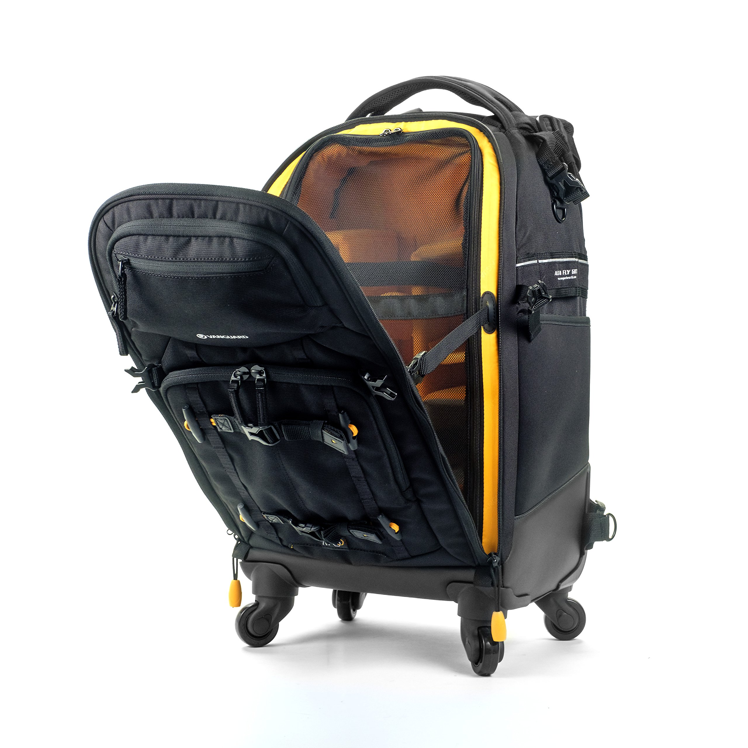 Vanguard ALTA Fly 58T DSLR Camera Backpack, 4 Wheel Spinner/Trolley, Black, Full-Size