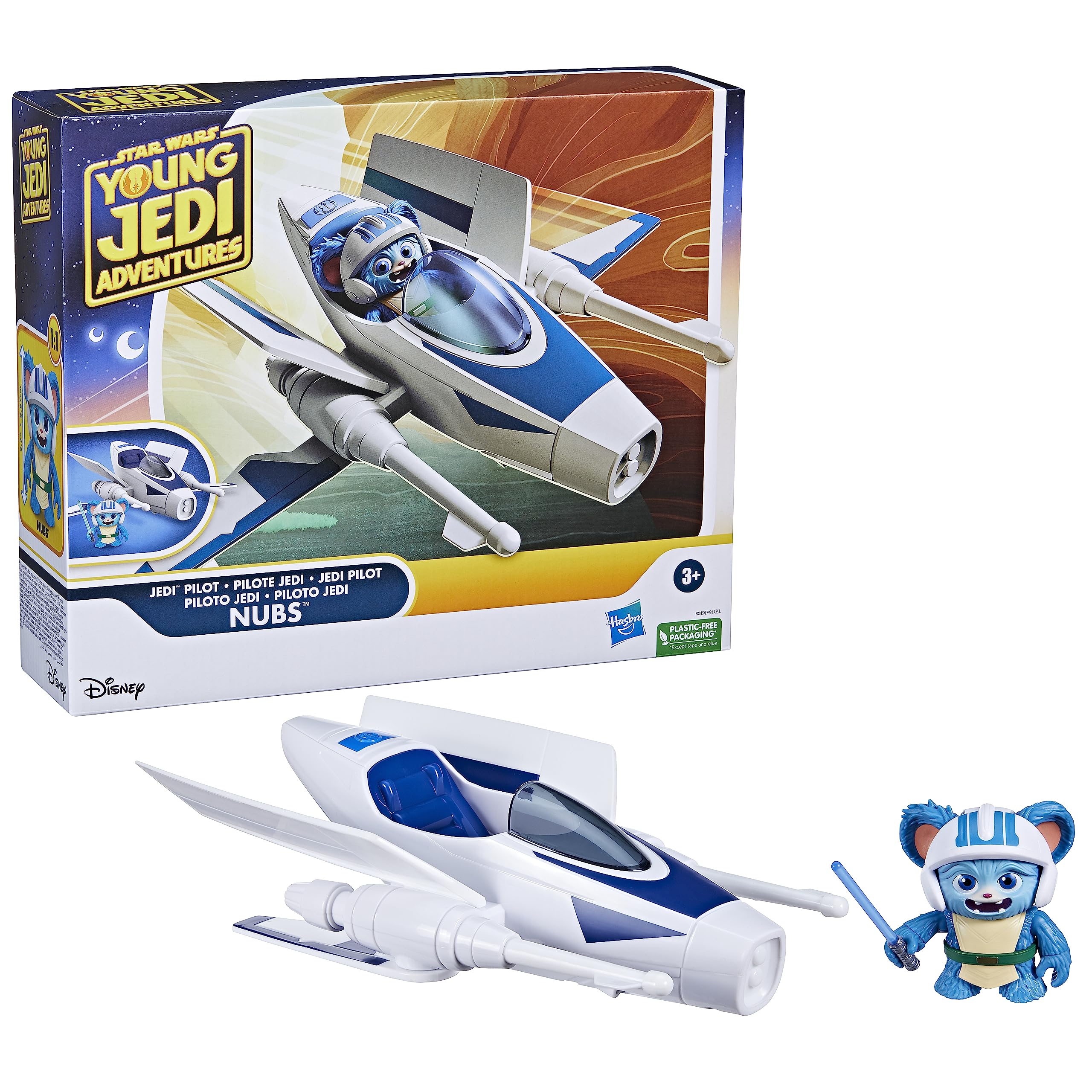 STAR WARS Jedi Pilot Nubs, 4-Inch Scale Action Figure & Star Wars Ship, Toys, Preschool Toys for 3 Year Old Boys & Girls