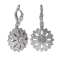 ETHNIQ Platinum Plated Earrings - Danglers (266 Stones) - Women's Fashion Jewelry for All Events - Mother's Day, Graduation, Wedding, Present