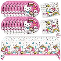 Hello Kitty Birthday Decorations & Party Supplies | Hello Kitty Plates, Napkins, Tablecloth, Sticker | Serves 16 Guests | Officially Licensed