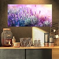 Design Art PT9250-32-16 Growing and Blooming Lavender-Floral Photo Canvas Art Print-32x16, 32 x 16 in, Purple