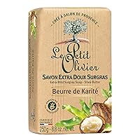 Extra Mild Surgras Soap - Shea Butter - Gently Cleanses Skin - Delicately Perfumed - Moisturizing And Softening - Vegetable-Based - Eco-Friendly Packaging - Paraben Free - 8.8 Oz