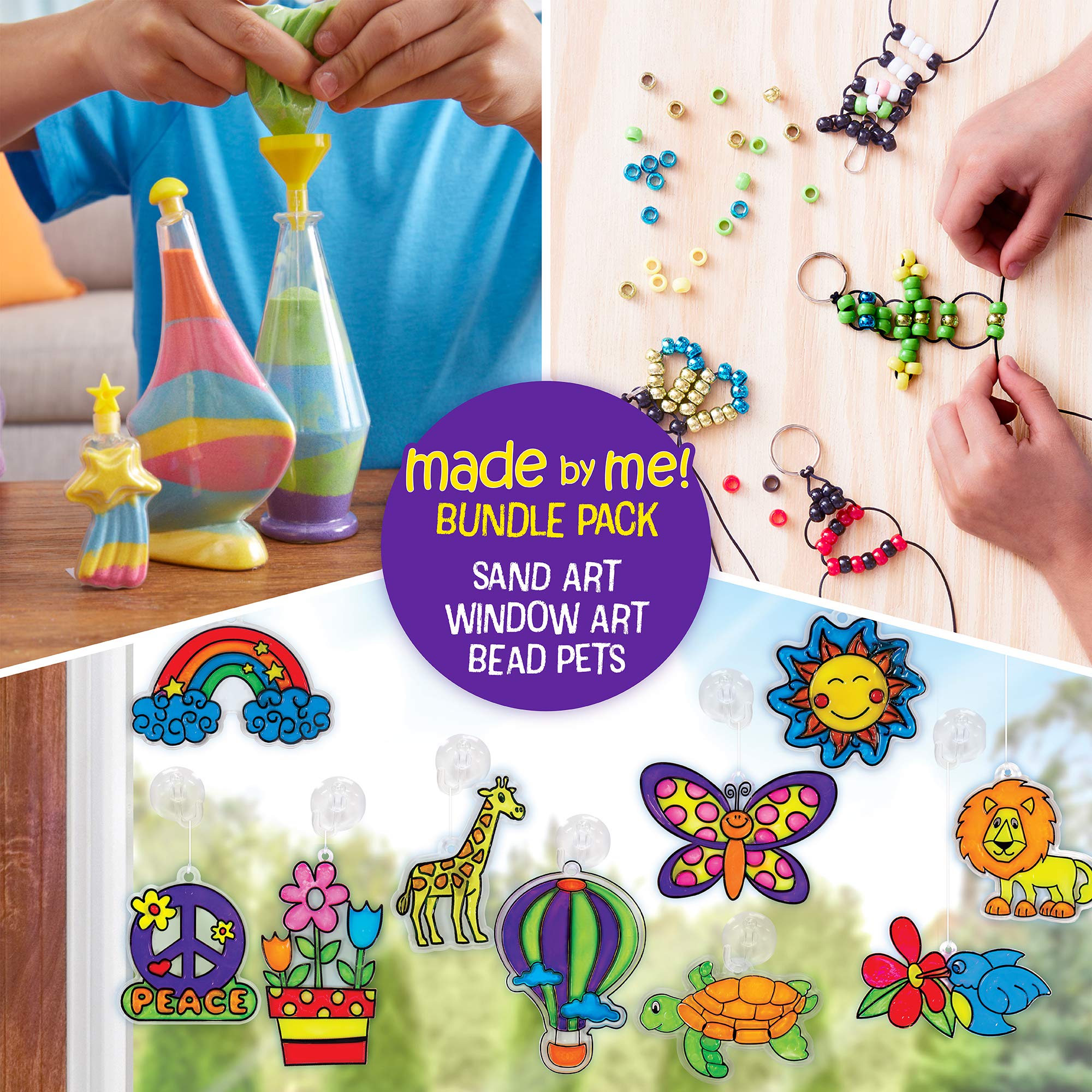 Made By Me Creative Activity Kit Multipack with Window Art, Sand Art & Bead Pets by Horizon Group USA