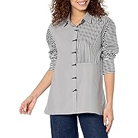 Women's Turn Up Cuff Three Quarters Sleeve Button Front Shirt