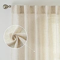 DriftAway Natural Linen Curtains 84 Inches Long for Living Room Semi Sheer 2 Panels Farmhouse Real Flax 3 Inch Rod Pocket Back Tab Boho Rustic Light Filtering Window Drapes for Bedroom Privacy Assured