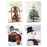 Hallmark Boxed Christmas Cards Assortment, Vintage Red Truck (4 Designs, 12 Cards and Envelopes)