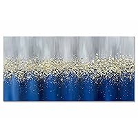 Eonzeun Hand Painted Abstract Blue and Gold Oil Painting On Canvas Wall Art,Large Modern Textured Wall Painting for Wall Decorations 24x48 inch