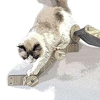 Cat Climbing Wall Stairs with Two Steps of Jute Rope Wrapped Posts, for 2x4 Stud Mount, Floating Ladder, Suspension Stepladder for Hammock, Perch, Shelf and Platform, Maple